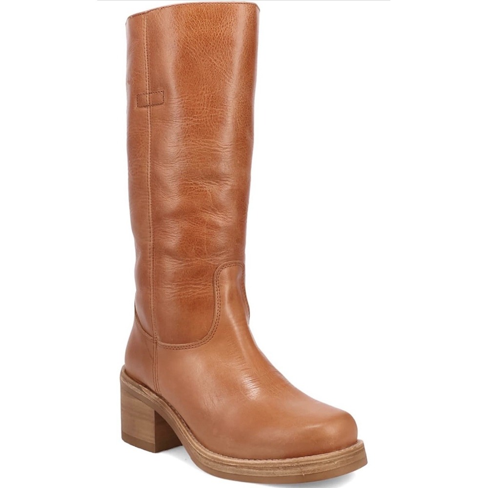 Dingo‎ Women's 8.5 Vagabond Round Toe Pull On 2in Casual Mid Heel Knee High Tan